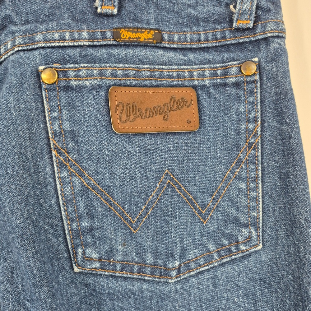 Wrangler 36MWZ Slim Fit Jeans Mens 33x26 Altered Medium Wash Denim Western Cut